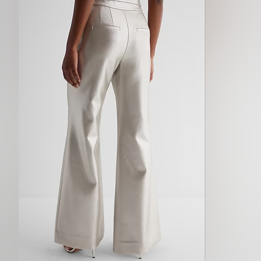 EXPRESS: Editor High Waisted Metallic Trouser Fla… - image 2